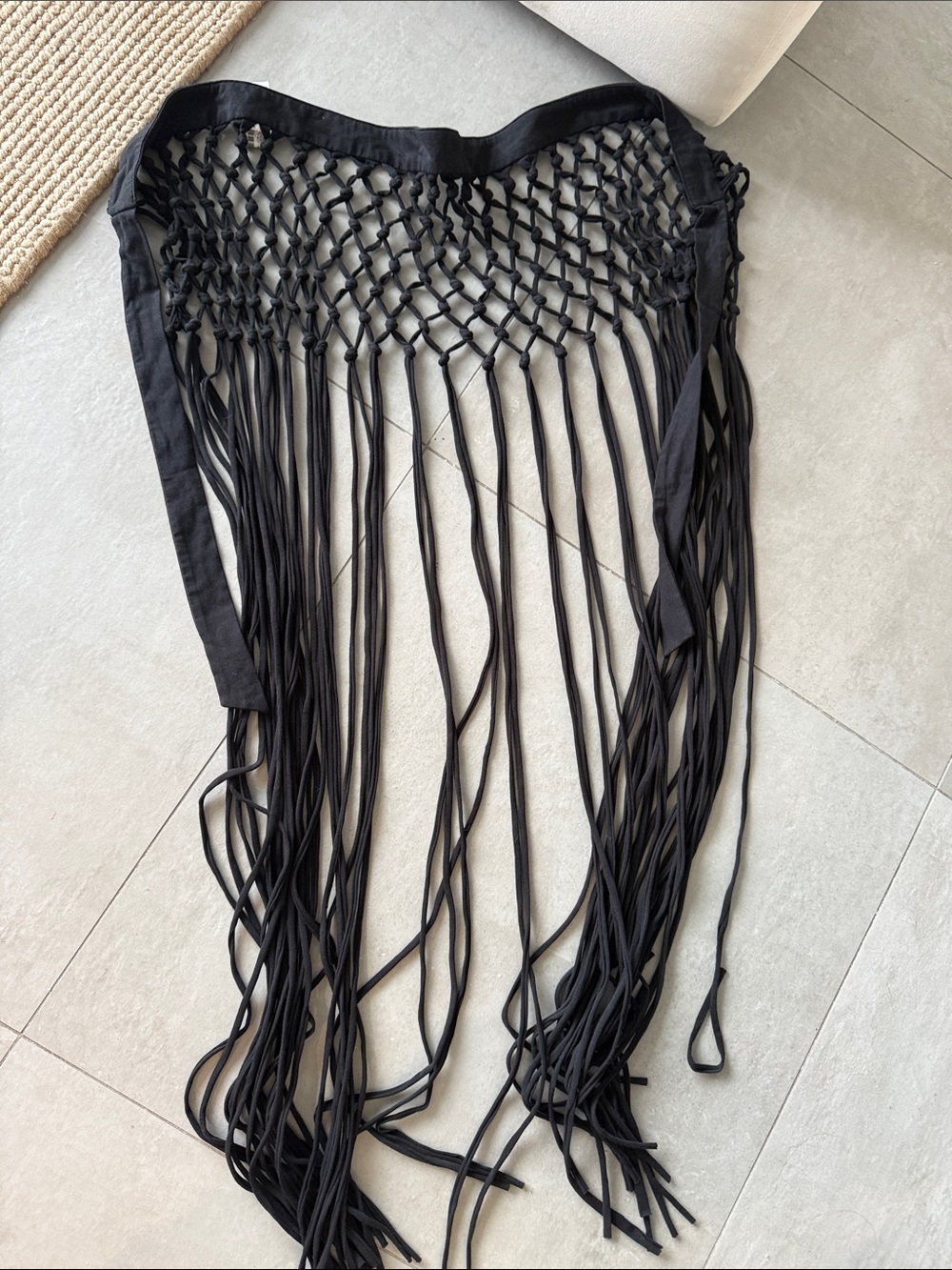 Forever 21 Black Macramé Fringe Swim Sarong